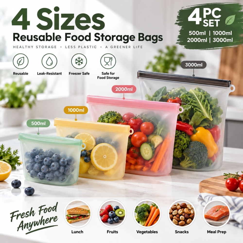 Meal Prep Ziplock - Sacs de conservation alimentaire réutilisables en